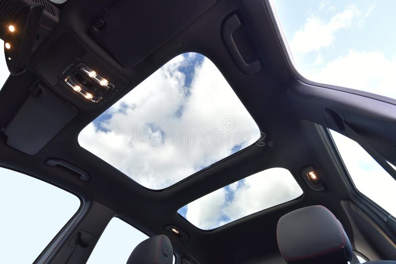 Panoramic Double Sunroof in a Passenger Car Stock Image Image of