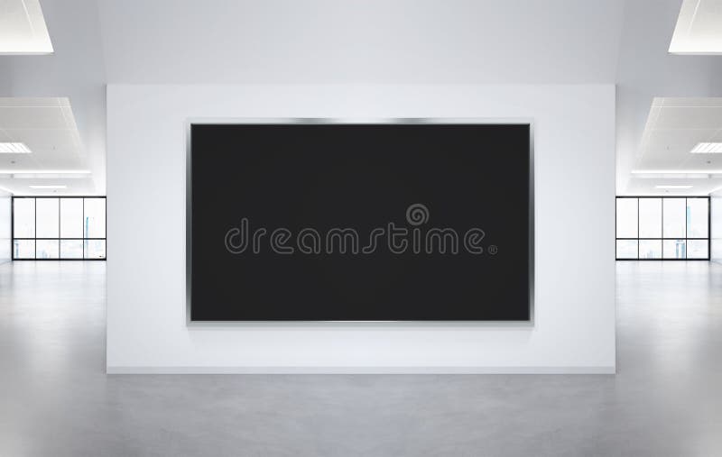 Panoramic Frame Mockup Hanging on Office Wall. Mock Up of a Billboard in  Modern Company Interior Stock Image - Image of concrete, black: 188131975