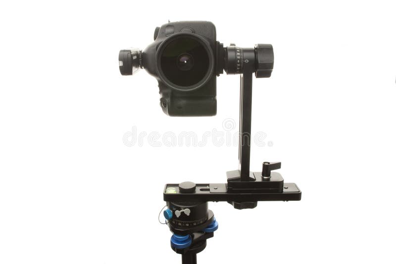Panoramic head for a tripod for the making of virtual tours and full seamless 360 degrees angle panoramas without parallax and royalty free stock photos Panoramic head for a tripod for the making of virtual tours and full seamless 360 degrees angle panoramas without parallax and royalty free stock photos