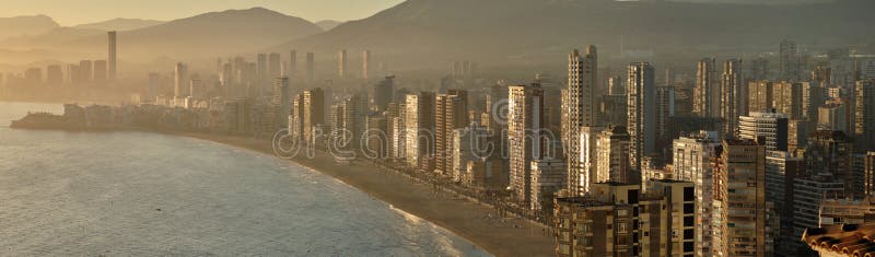 Panoramic image Benidorm cityscape, Spain