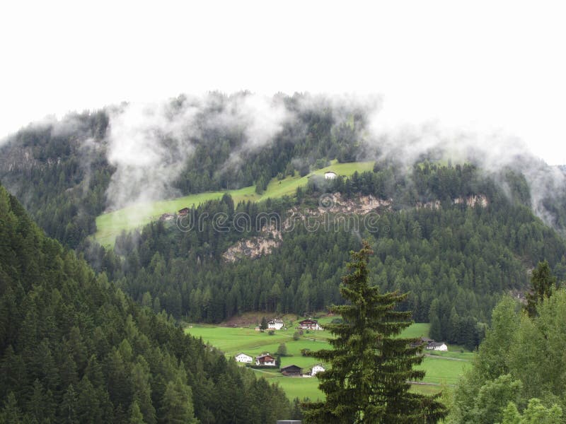 Panoramic mountain view of the Dolomites from Santa Cristina Valgardena, South Tyrol , Bolzano , Italy royalty free stock photos Panoramic mountain view of the Dolomites from Santa Cristina Valgardena, South Tyrol , Bolzano , Italy royalty free stock photos