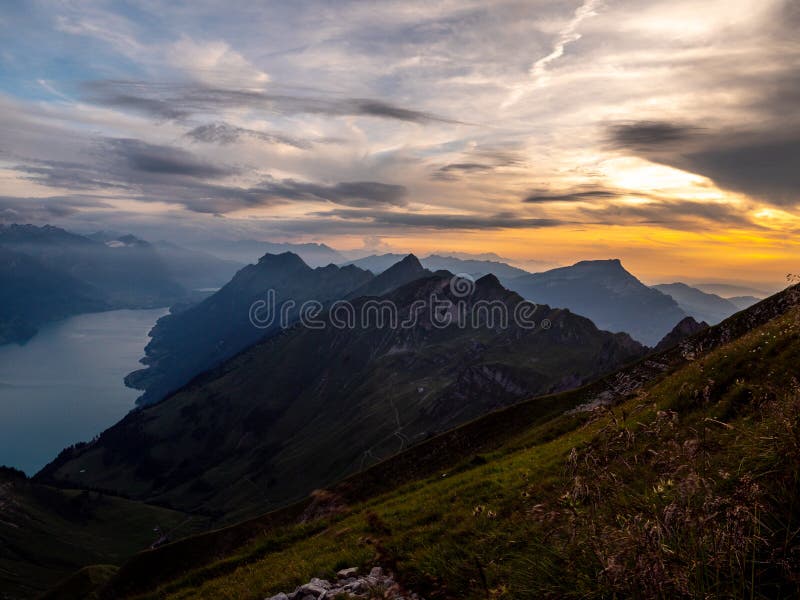Panoramic Mountain View from the Peak of the Brienzer Rothorn Dramatic