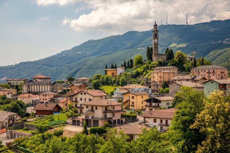 Panoramic Overview of Rota D`imagna Town, Bergamo Province, Italy Stock ...