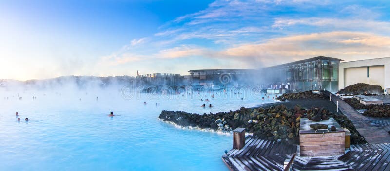 Panoramic photo of Blue Lagoon in Iceland