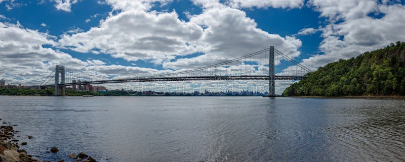 Panoramic photo of George Washington Bridge over H royalty free stock photo Panoramic photo of George Washington Bridge over H royalty free stock photo