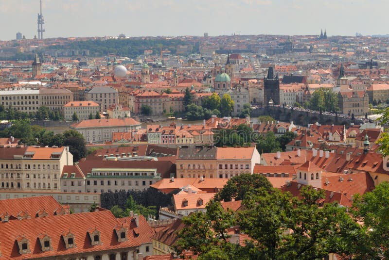 Panoramic of Prague view from the castle area. Panoramic of Prague view from the castle area