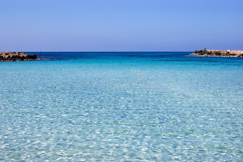 Panoramic Sea Landscape with Blue Transparent Sea in Cyprus Stock Photo ...