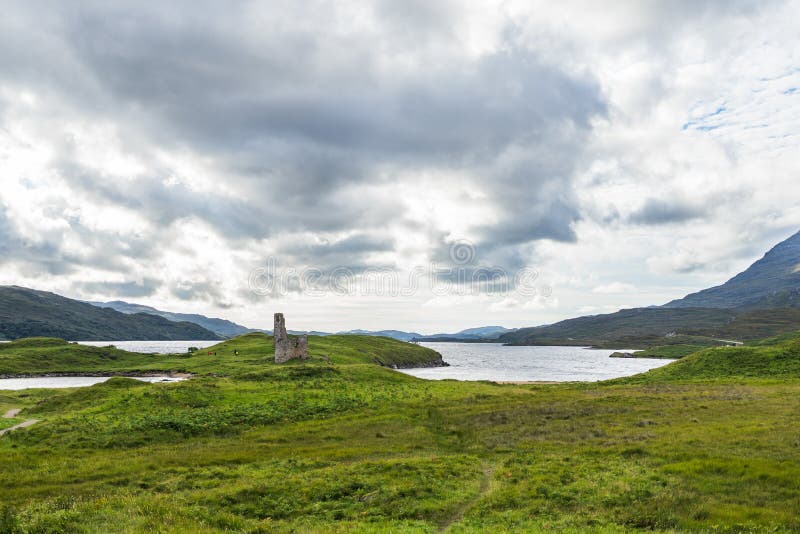 Ardvreck Castle Ruins In Scotland And Loch Assynt Stock Photo Image Of Reflection Used