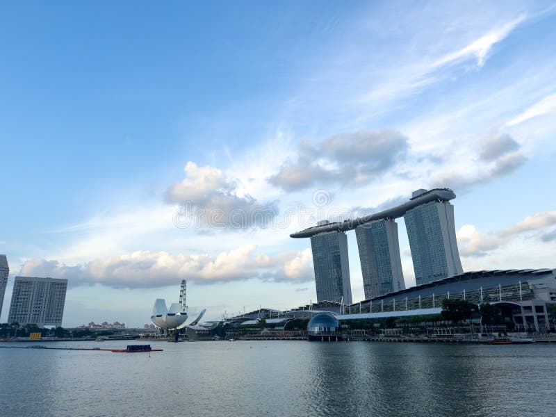 Panoramic Shot Of Marina Bay In Singapore royalty free stock photo