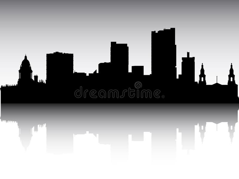 Panoramic Silhouette Skyline of Leeds United Kingdom vector illustration