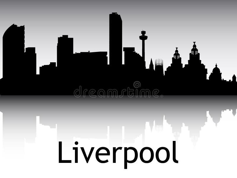 Panoramic Silhouette Skyline of Liverpool United Kingdom stock illustration