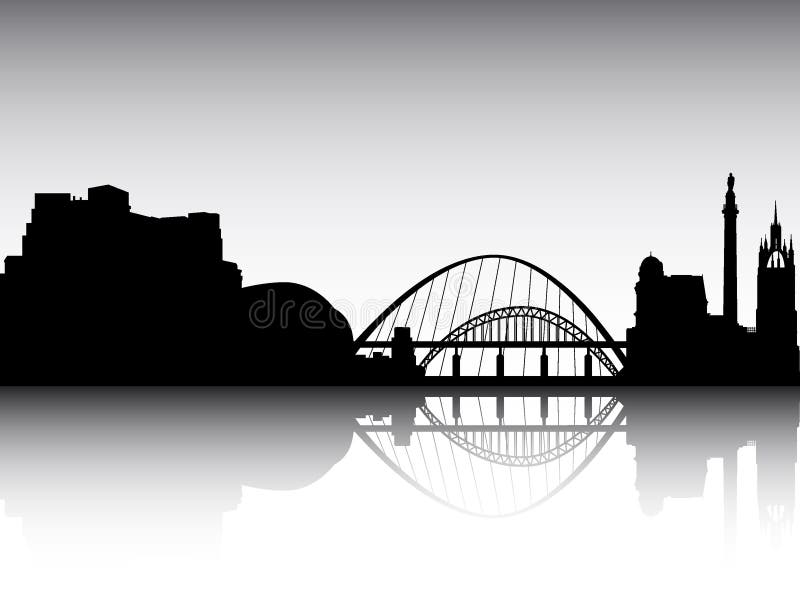 Panoramic Silhouette Skyline of Newcastle United Kingdom vector illustration