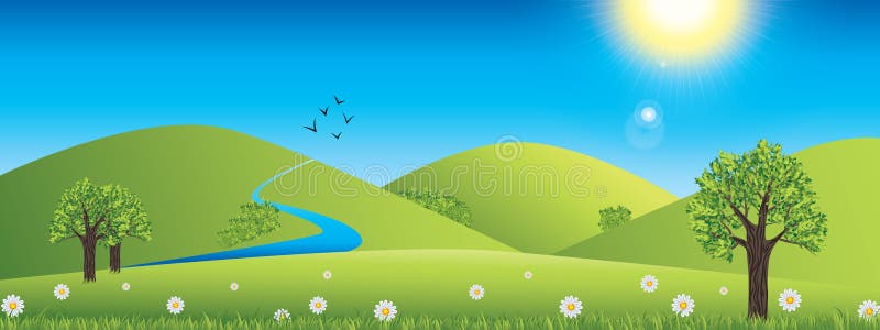 Panoramic spring landscape full vector