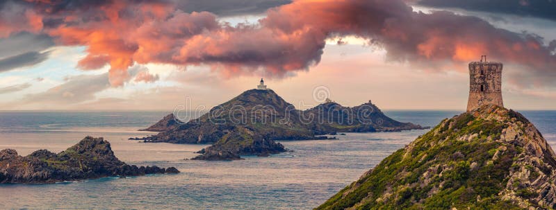 Torra Di a Parata with Genoese Tower and Archipelago of Sanguinaires ...