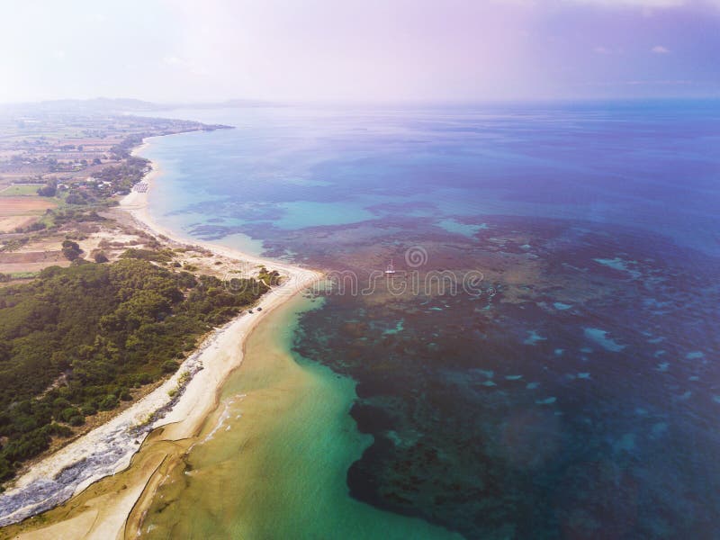 Top View of a Coastal Line. Aerial Drone Bird`s Eye View Photo. Stock ...