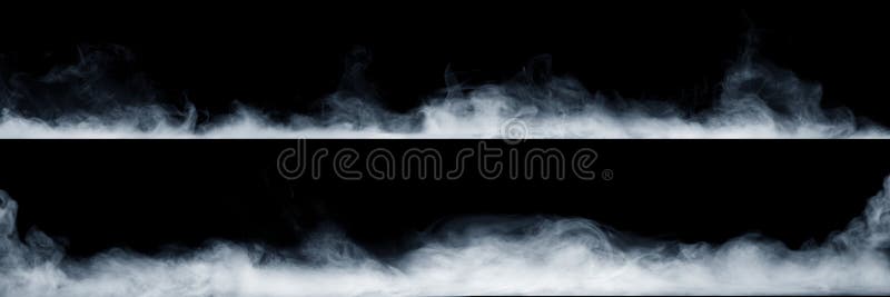 Panoramic view of the abstract fog or smoke move on black background.