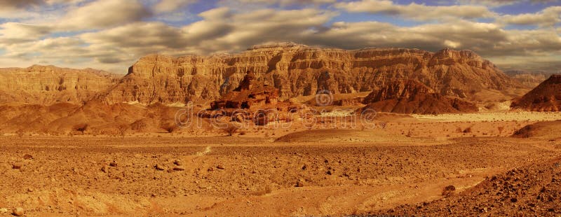 Panoramic view on Arava desert.