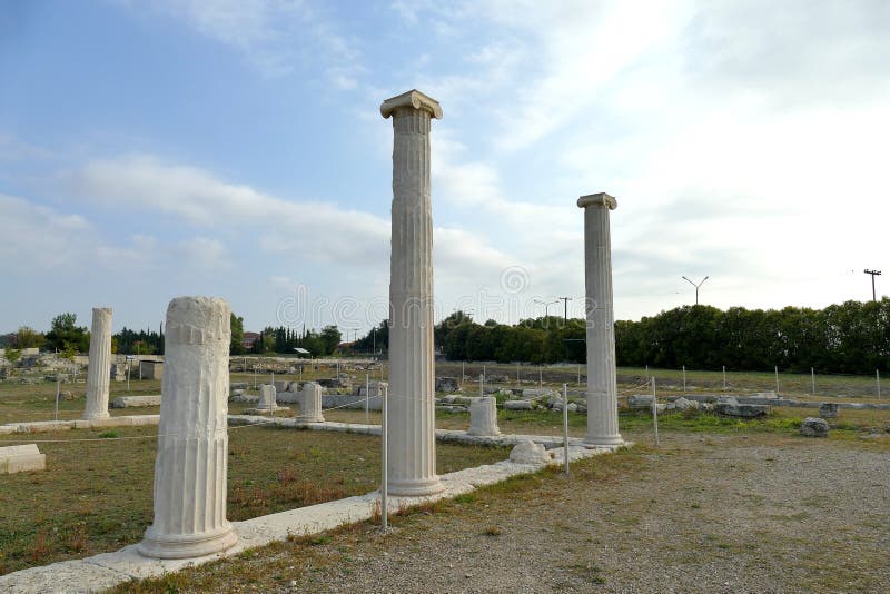 Panoramic View of the Archaeological Site of Pella, the Birthplace of