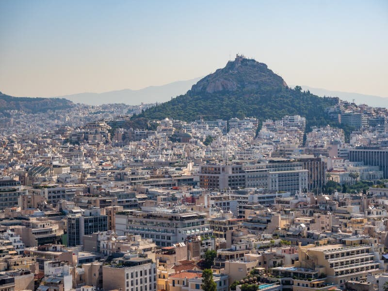 Panoramic view of Athens and Mount Lycabettus from the Acropolis of Athens, Greece stock image Panoramic view of Athens and Mount Lycabettus from the Acropolis of Athens, Greece stock image