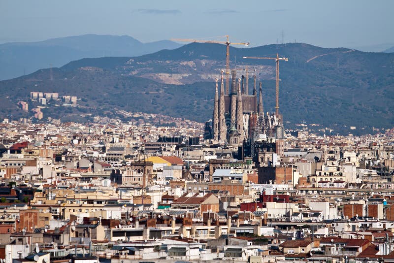 Panoramic View of Barcelona, Spain Editorial Photography - Image of ...