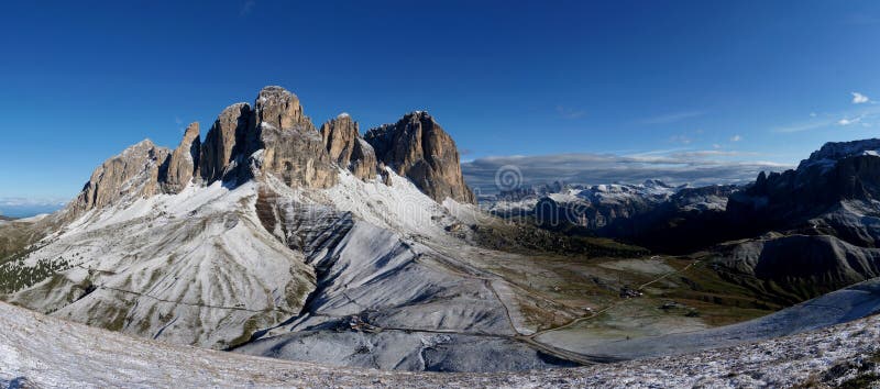 Panoramic View of Beautiful Dolomite Mountain Group in South Tyrol ...