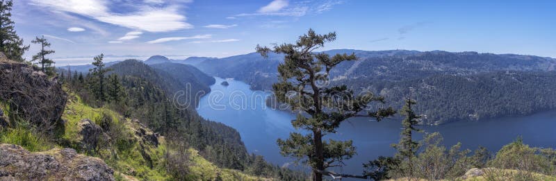 A panoramic view of a beautiful fiord, British Columbia, Canada stock photos A panoramic view of a beautiful fiord, British Columbia, Canada stock photos