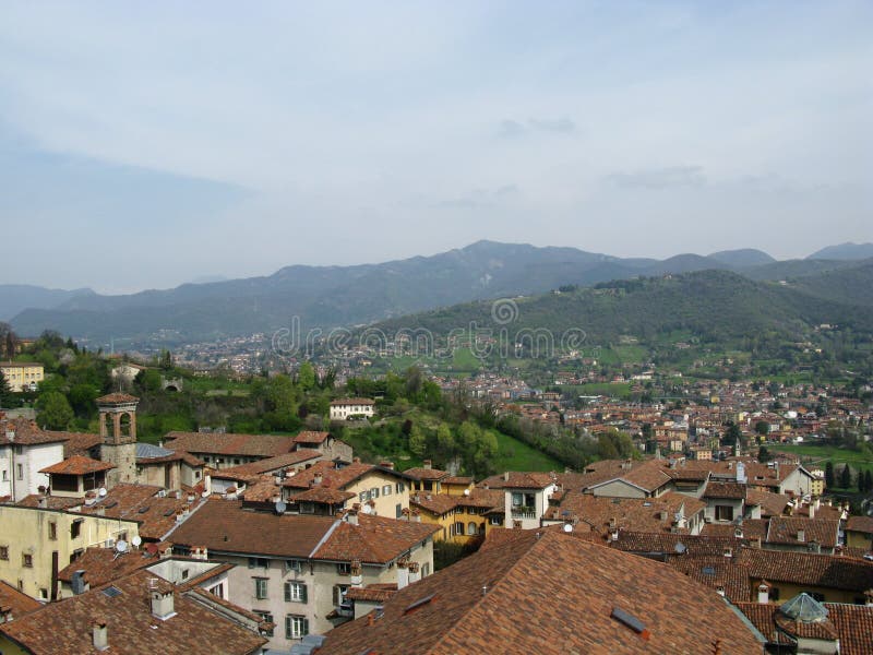 Panoramic view of Bergamo in Lombardy in Italy royalty free stock photography Panoramic view of Bergamo in Lombardy in Italy royalty free stock photography