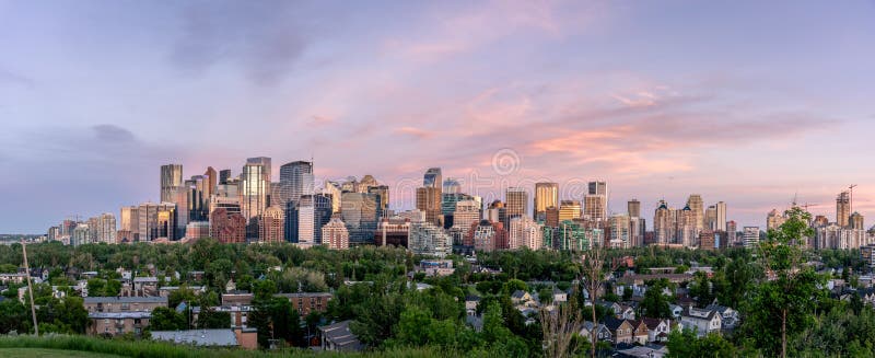 Panoramic View of Calgary`s Beautiful Skyline Stock Image - Image of ...