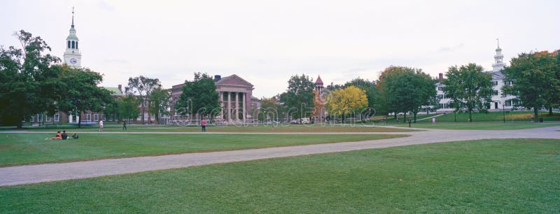 Panoramic view of the campus of Dartmouth College in Hanover, New Hampshire stock images