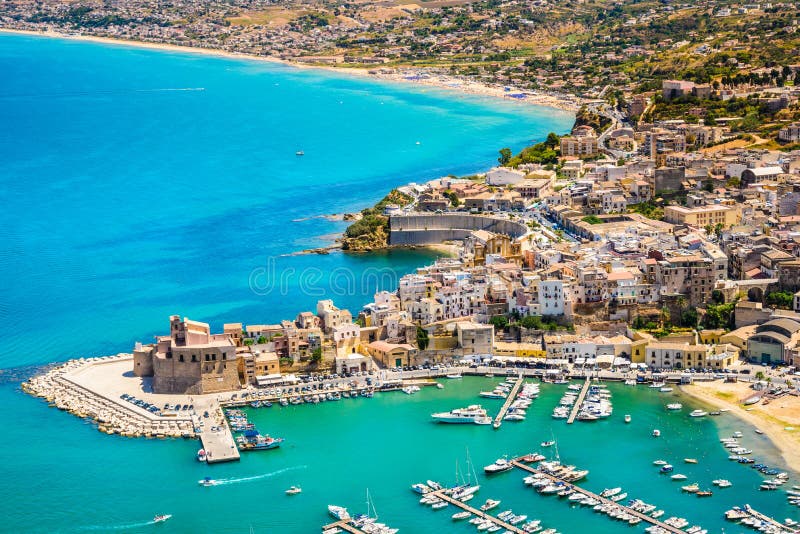 Panoramic View of Castellammare Del Golfo Harbor, Trapani, Sicily ...