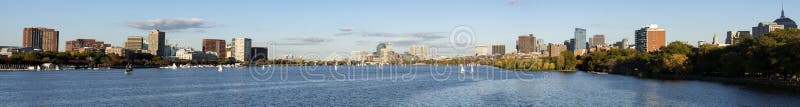 Panoramic view in Charles River Boston