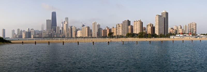 Panoramic view of Chicago from North Ave beach