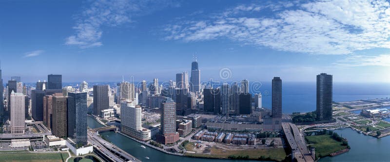 Panoramic view of Chicago skyline royalty free stock photos