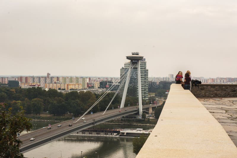 Panoramic view of the city and danube, from Bratislava castle stock images Panoramic view of the city and danube, from Bratislava castle stock images