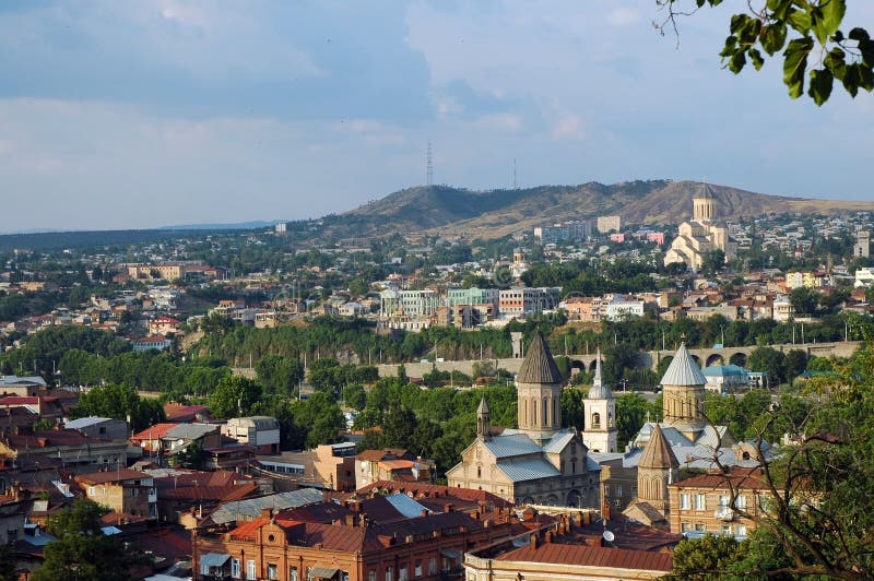 Panoramic view of the city Tbilisi, Georgia royalty free stock image