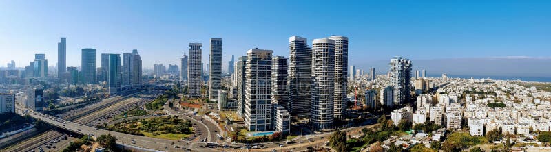 Panoramic view of the city Tel Aviv royalty free stock photo