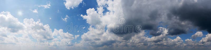 Panoramic view Cloudy sky royalty free stock photography