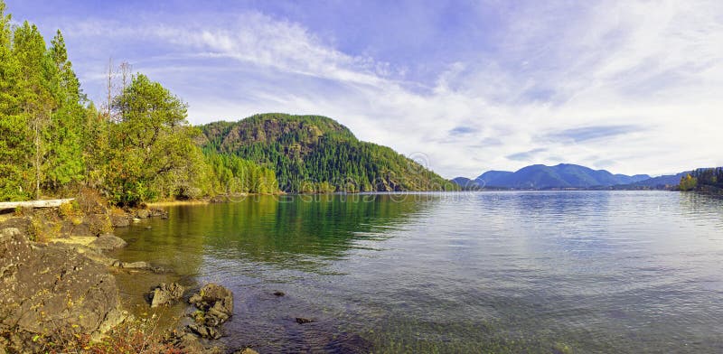 Panoramic view of Cowichan Lake, Vancouver Island