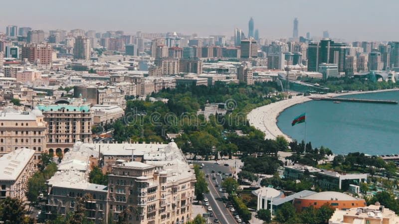 Panoramic view of the embankment of the Caspian Sea, capital of Azerbaijan, Baku