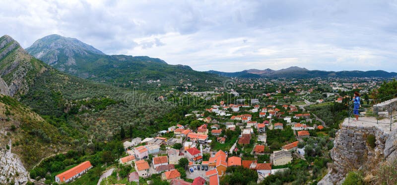 Panoramic view from the fortress wall on Bar, Montenegro