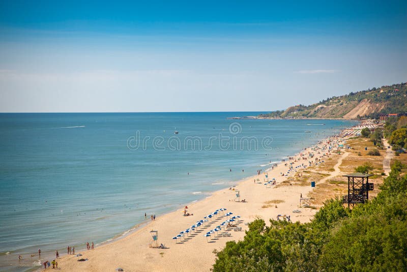 Panoramic View Of Golden Sands Beach In Bulgaria Stock Image Image