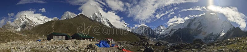 Panoramic view of Gorak Shep village and other 8000m peaks