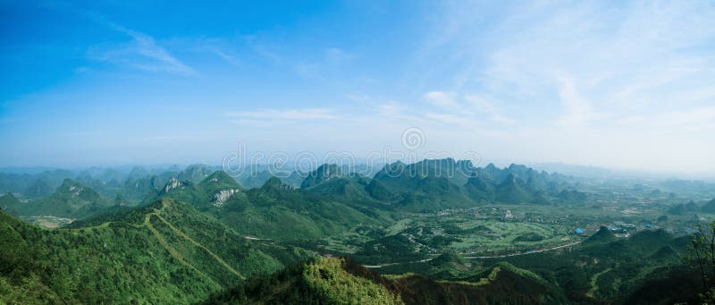Panoramic view of guilin hills