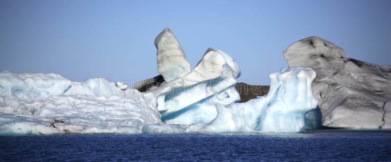 Panoramic view of iceberg shapes