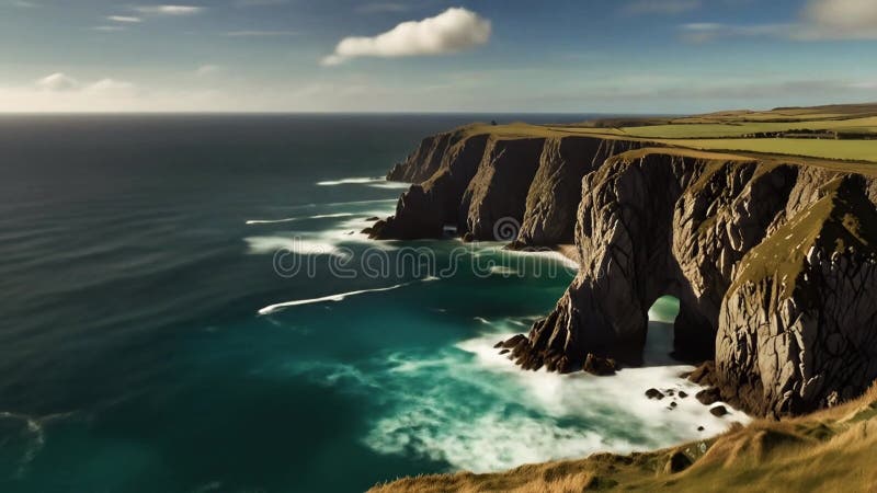 A panoramic view of the Irish coastline vector illustration