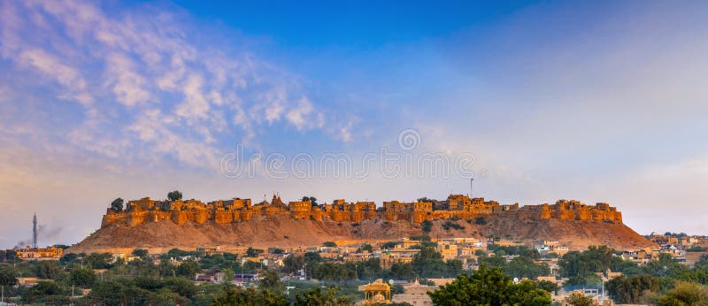 Panoramic view of Jaisalmer Fort at dawn, Rajasthan, India