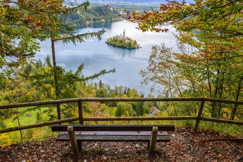 Panoramic view of Lake Bled, Slovenia royalty free stock photography Panoramic view of Lake Bled, Slovenia royalty free stock photography