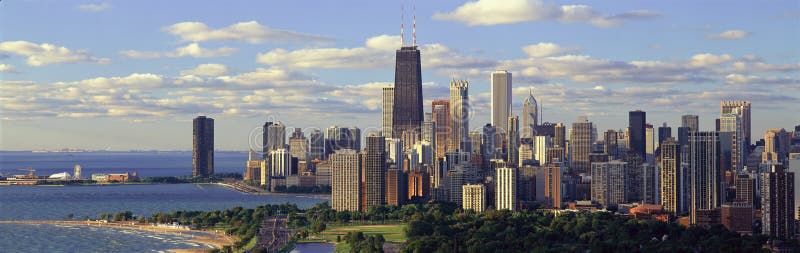 Panoramic view of Lake Michigan and Lincoln Park, Chicago, IL stock photos Panoramic view of Lake Michigan and Lincoln Park, Chicago, IL stock photos