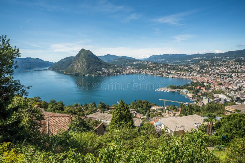 Panoramic view of Lugano, Ticino canton, Switzerland