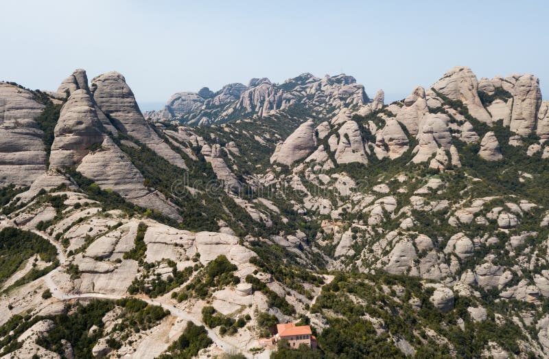 Panoramic View of Montserrat Mountains Stock Photo - Image of monument ...